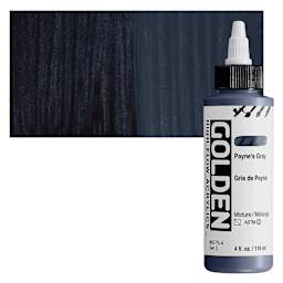 Golden High Flow Acrylic Paint - Payne's Gray, 4 oz bottle and swatch