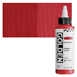 Golden High Flow Acrylic Paint - Pyrrole Red, 4 oz bottle and swatch