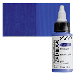 Golden High Flow Acrylic Paint - Cobalt Blue, 1 oz bottle and swatch