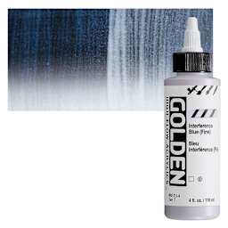 Golden High Flow Acrylic Paint - Interference Blue (Fine), 4 oz bottle and swatch