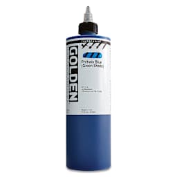 Golden High Flow Acrylics - Transparent Phthalo Blue (Green Shade), 16 oz bottle