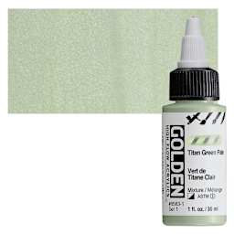 Golden High Flow Acrylics - Titan Green Pale, 1 oz bottle and swatch