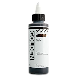 Golden High Flow Acrylics - Sepia, 4 oz bottle
