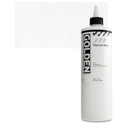 Golden High Flow Acrylic Paint - Titanium White, 16 oz bottle and swatch
