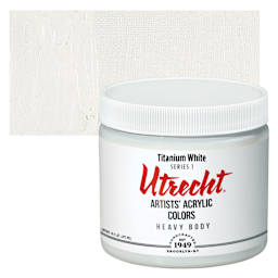 Utrecht Artists' Acrylic Paint - Titanium White, Pint and swatch