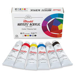 Utrecht Artists' Acrylic Paints - Set of 6, Color Theory, 59 ml, contents and packaging