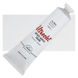 Utrecht Artists' Acrylic Paint - Zinc White, 2 oz tube and swatch