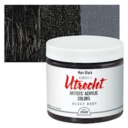 Utrecht Artists' Acrylic Paint - Mars Black, Pint and swatch