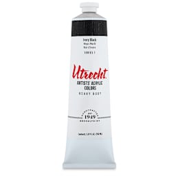 Utrecht Artists' Acrylic Paint - Ivory Black, 5 oz tube