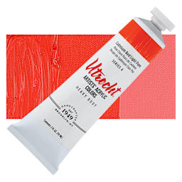 Utrecht Artists' Acrylic Paint - Cadmium Red Light Pure, 2 oz tube and swatch