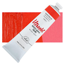 Utrecht Artists' Acrylic Paint - Naphthol Red Light, 5 oz tube and swatch