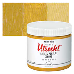 Utrecht Artists' Acrylic Paint - Yellow Ochre, Pint and swatch