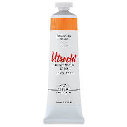 Utrecht Artists' Acrylic Paint - Cadmium Yellow Deep, 2 oz tube