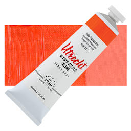 Utrecht Artists' Acrylic Paint - Indo Orange Red, 2 oz tube and swatch