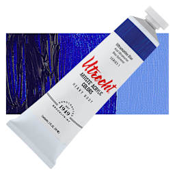Utrecht Artists' Acrylic Paint - Ultramarine Blue, 2 oz tube and swatch