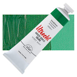 Utrecht Artists' Acrylic Paint - Emerald Green, 2 oz tube and swatch