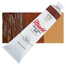 Utrecht Artists' Acrylic Paint - Burnt Sienna, 5 oz tube and swatch