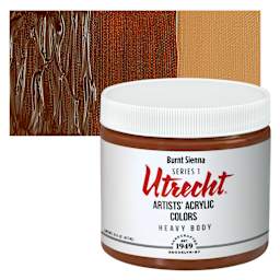 Utrecht Artists' Acrylic Paint - Burnt Sienna, Pint and swatch