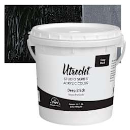 Utrecht Studio Series Acrylic Paint - Deep Black, Gallon and swatch
