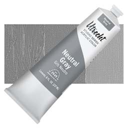 Utrecht Studio Series Acrylic Paint - Neutral Gray, 237 ml tube and swatch