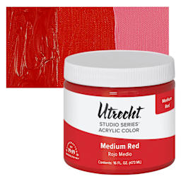 Utrecht Studio Series Acrylic Paint - Medium Red, Pint and swatch