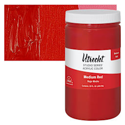 Utrecht Studio Series Acrylic Paint - Medium Red, Quart and swatch