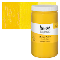 Utrecht Studio Series Acrylic Paint - Medium Yellow, Quart and swatch