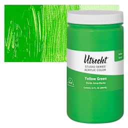 Utrecht Studio Series Acrylic Paint - Yellow Green, Quart and swatch