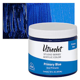 Utrecht Studio Series Acrylic Paint - Primary Blue, Pint and swatch