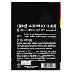 Holbein Fluid Acrylics - Set of 8, 35 ml back of package