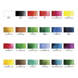 Kuretake Gansai Tambi Watercolor Pans - Set of 24, Assorted, swatches