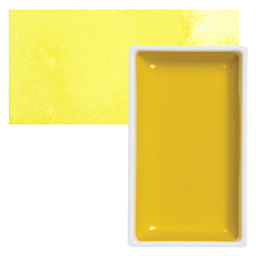Kuretake Gansai Tambi Watercolor Pan - Aureolin pan and swatch