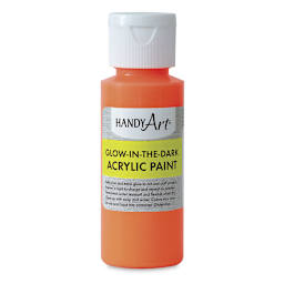 Handy Art Glow in the Dark Paint - front of Orange 2oz bottle