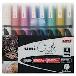 Uni Chalk Markers - Pkg of 8, Metallic, Medium front of packaging