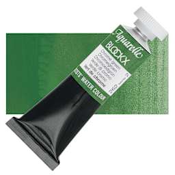 Blockx Artists' Watercolor - Chrome Green, 15 ml Tube and swatch