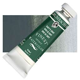 Grumbacher Finest Artists' Watercolor - Davy's Gray, 14 ml tube and swatch