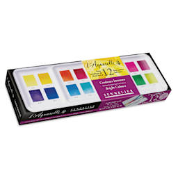 Sennelier French Artists' Watercolors - Set of 12, Intense, Half Pans in packaging