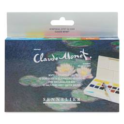 Sennelier French Artists' Watercolors - Set of 12, Claude Monet, Half Pan front of package