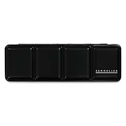 Sennelier French Artists' Watercolors - Set of 14, Metal Case, Full Pans with Precision Brush top of case