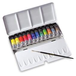 Sennelier French Artists' Watercolor Set - Metal Case, Set of 12 colors, 10 ml tubes