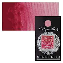 Sennelier French Artists' Watercolor - Carmine, Half Pan and swatch