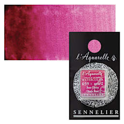 Sennelier French Artists' Watercolor - Opera Rose, Half Pan and swatch