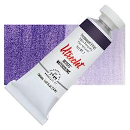 Utrecht Artists' Watercolor Paint - Permanent Violet, 14 ml tube and swatch