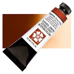 Daniel Smith Extra Fine Watercolor - Goethite Brown Ochre, 15 ml Tube and swatch