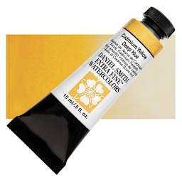Daniel Smith Extra Fine Watercolor - Cadmium Yellow Deep Hue, 15 ml Tube and swatch