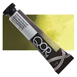 QoR Modern Watercolor - Bohemian Green Earth, 11 ml tube and swatch