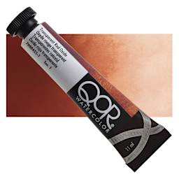 QoR Modern Watercolor - Transparent Red Oxide, 11 ml tube and swatch
