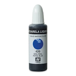 Vallejo Liquid Watercolor - Front of 32 ml Royal Blue Bottle