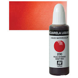 Vallejo Liquid Watercolor - Deep Red, 32 ml and swatch