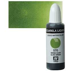 Vallejo Liquid Watercolor - Olive Green, 32 ml and swatch